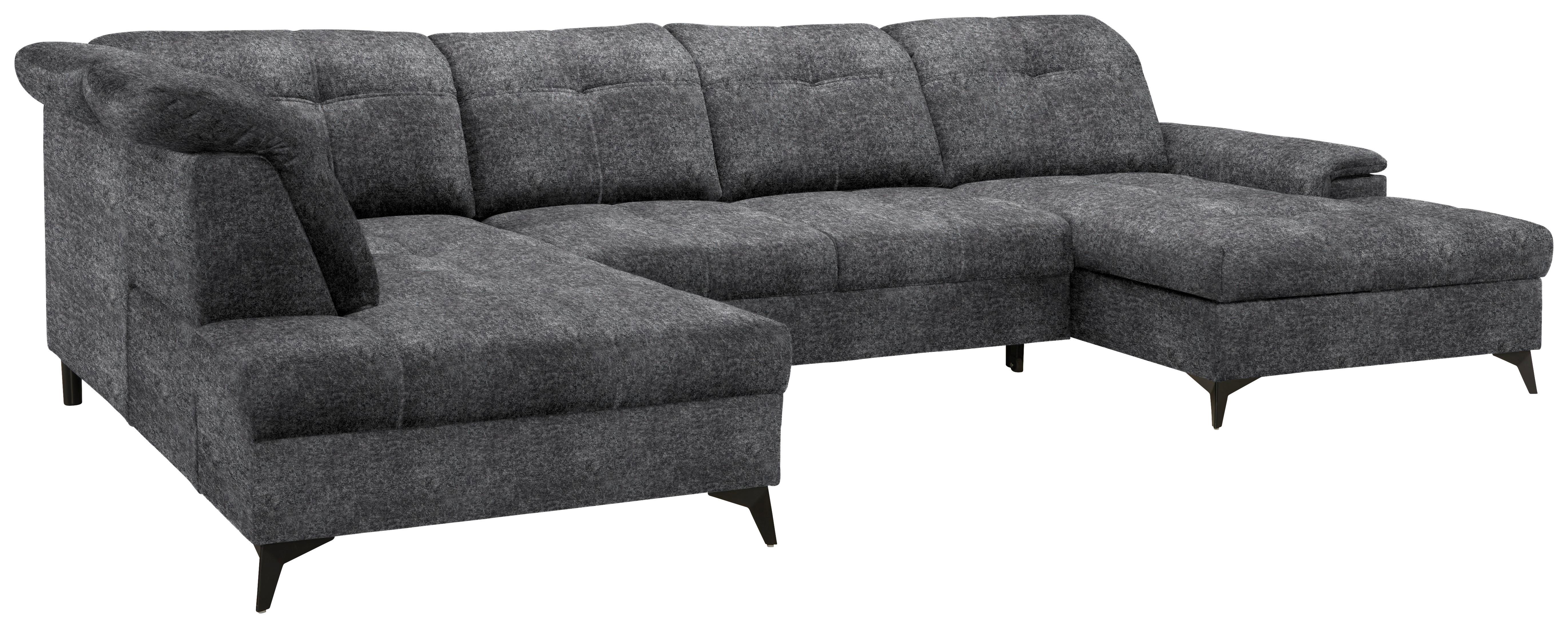 Wohnlandschaft Sierra Grau - Grau, MODERN, Textil/Metall (181-230/90-106/364cm) - Mömax