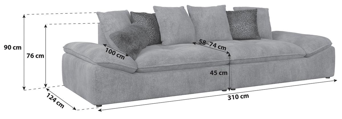 Velika Sofa Diun - antracit, Trendi, tekstil (310/76-90/124cm) - Luca Bessoni