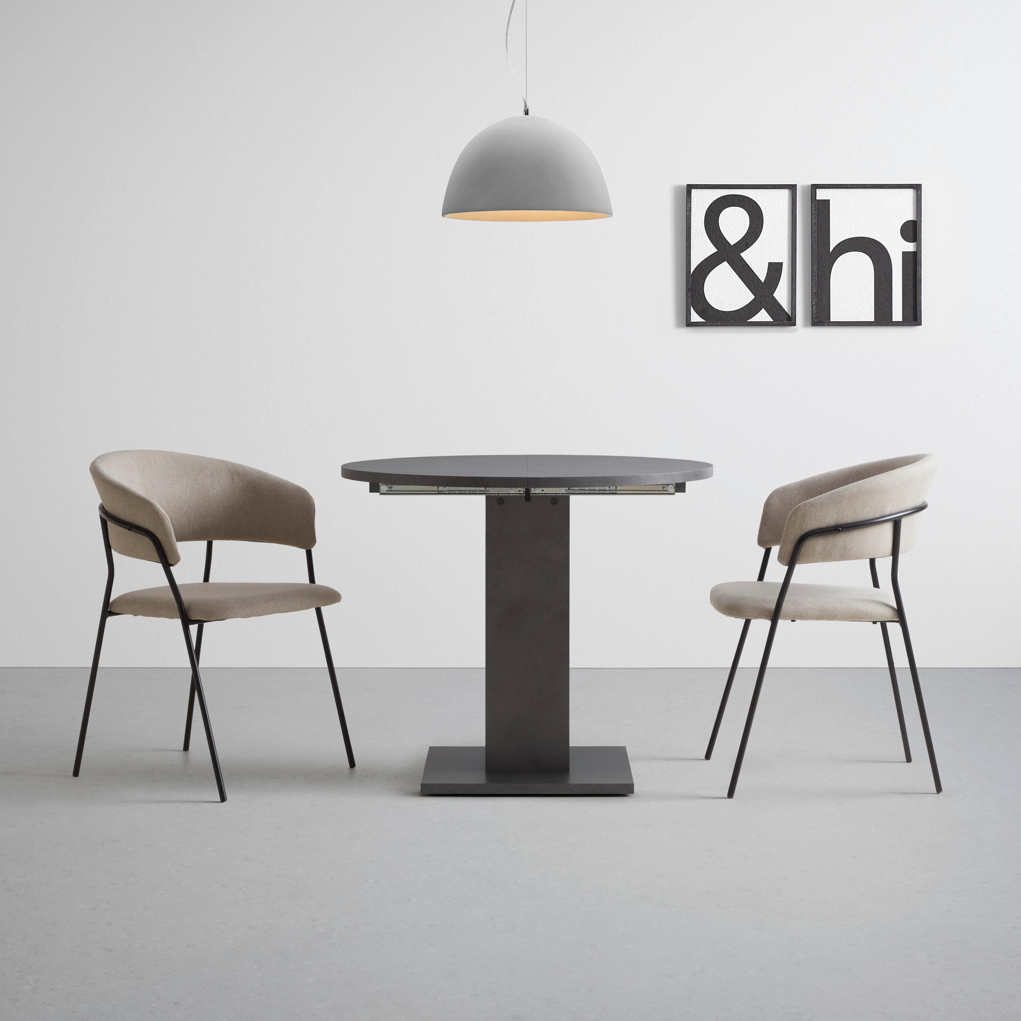 Naslanjač Alice, Bež - črna/bež, Design, kovina/tekstil (53/80/59cm) - Mömax