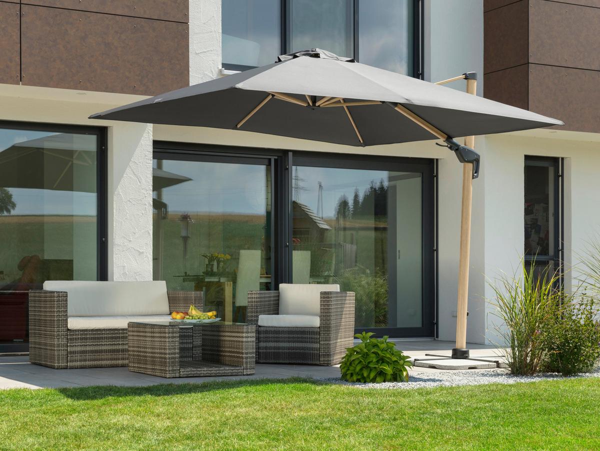 Ampelschirm Rohdos Anthrazit - Eichefarben/Anthrazit, Basics, Textil/Metall (358/263/300cm) - Schneider