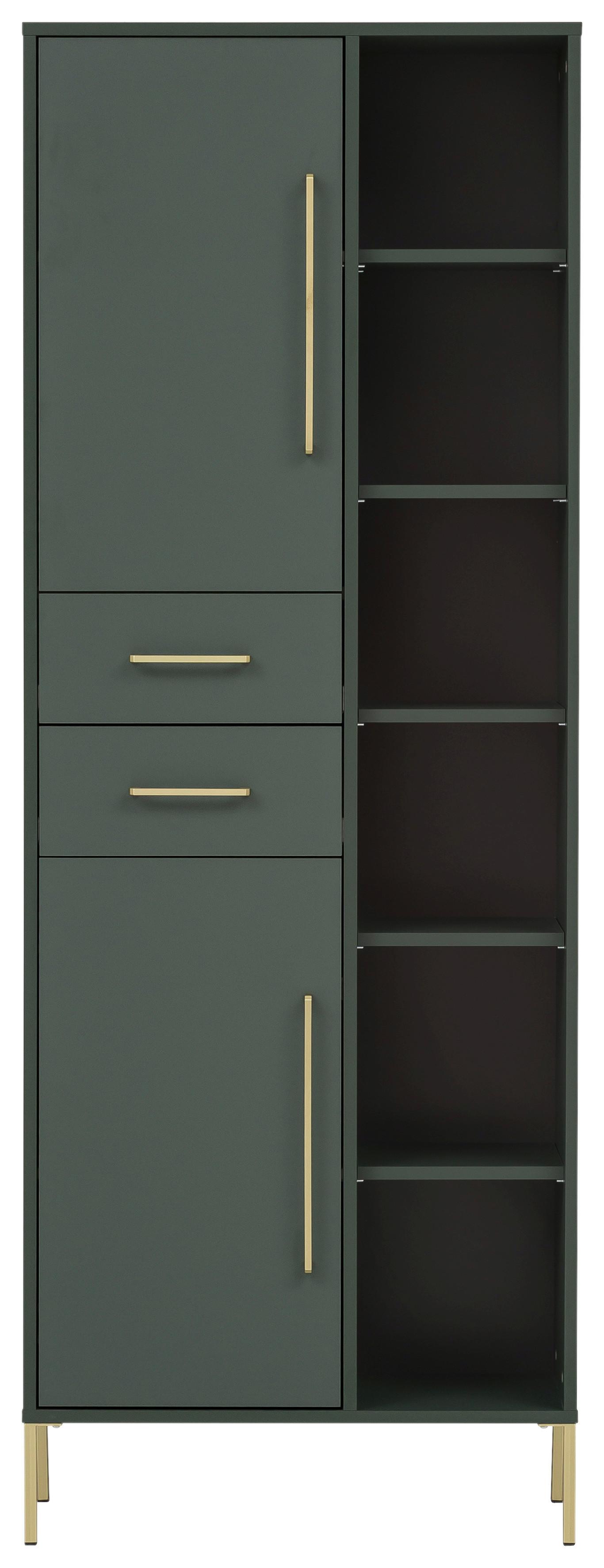Visoka Omara Kent, Gozdno Zelena - zlate barve/gozdno zelena, Moderno, kovina/leseni material (67,1/184,3/33,1cm) - Stylife