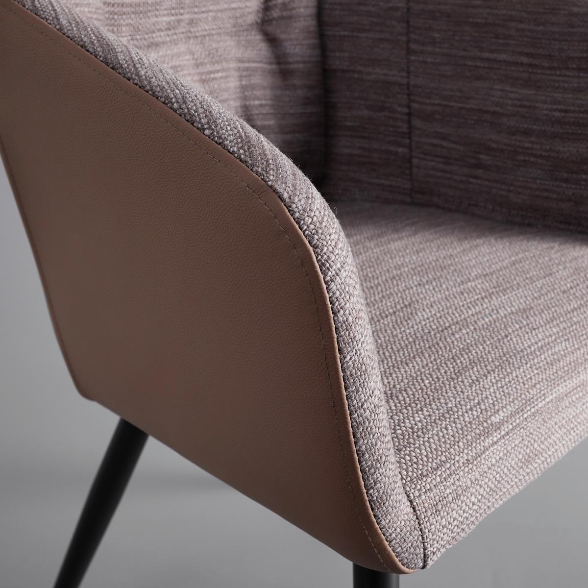 KRZESŁO Z PODŁOKIETNIKAMI BIANCO - czarny/brązowy, Modern, skóra/metal (55,5/75,5/58cm) - Bessagi Home