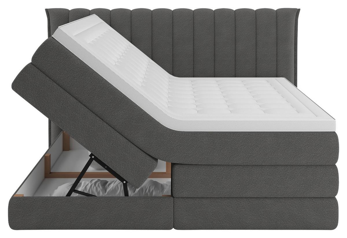 Boxspringbett Lina Anthrazit ca. 200x200cm - Anthrazit, KONVENTIONELL, Holz/Holzwerkstoff (200/200cm) - Premium Living
