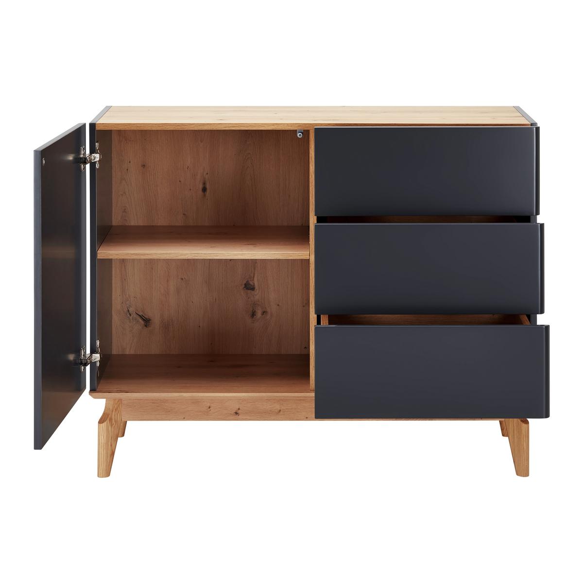 Sideboard Fosco Grau/Eichefarben Echtholz - Eichefarben/Grau, MODERN, Holz (100/80/40cm) - Bessagi Home