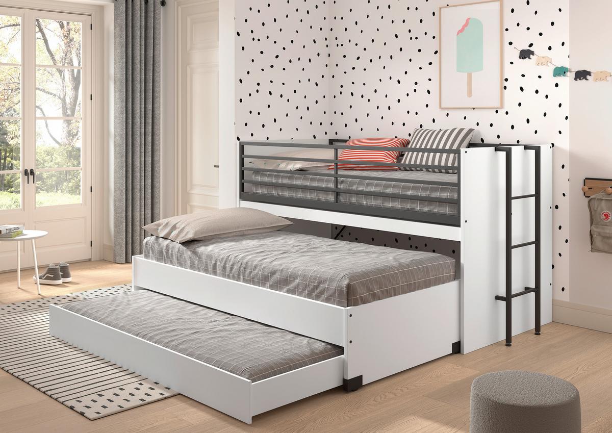 Hochbett Sam Weiß ca. 90x200 cm - Weiß, MODERN, Holzwerkstoff (90/200cm) - Vipack