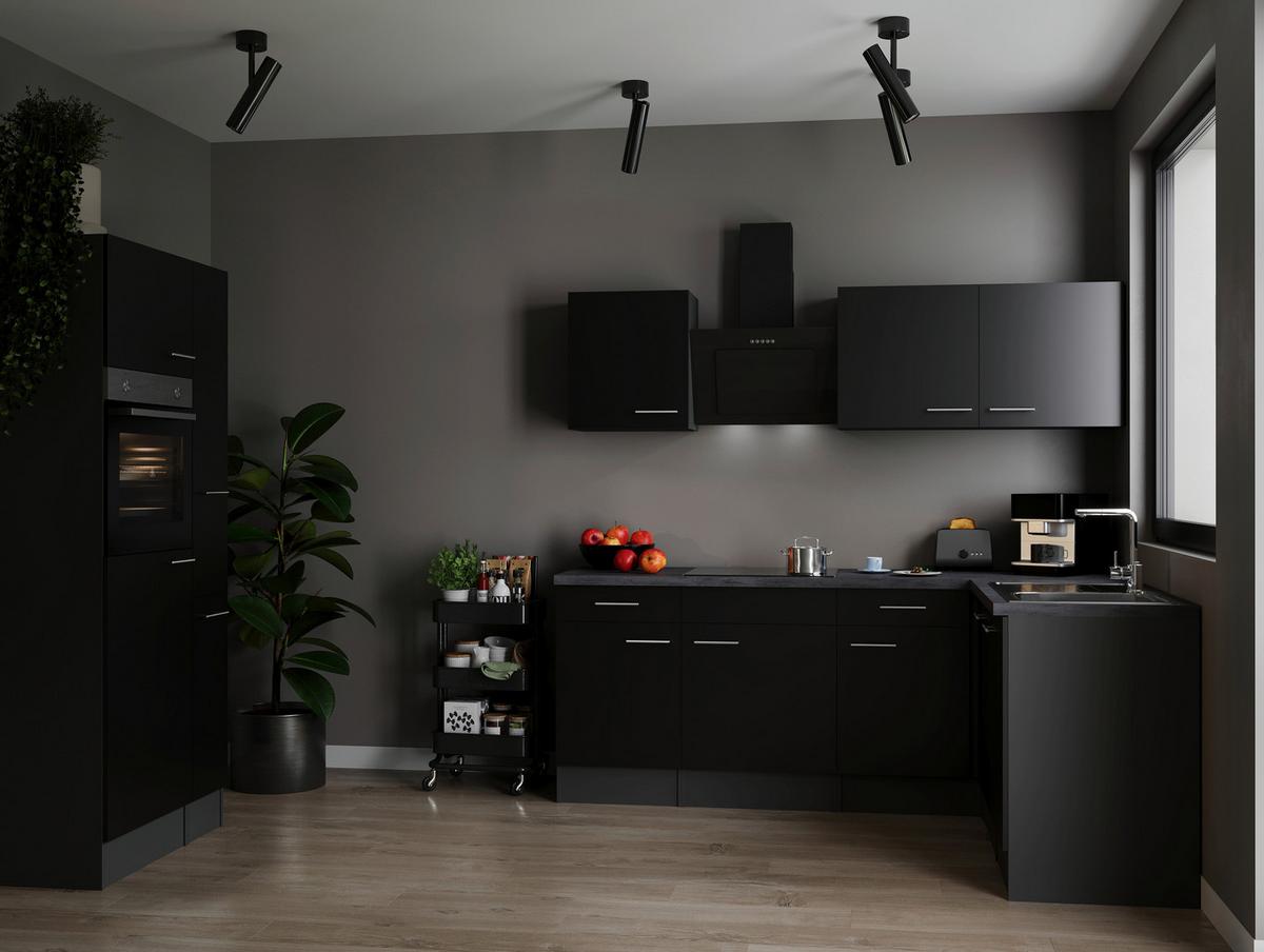 Kotna Kuhinja Z Aparati Oliver, 310x172cm - srebrne barve/črna, Design, kovina/leseni material (310/172cm) - Respekta