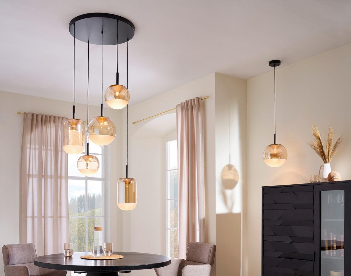 Led Viseća Svjetiljka Severin - narančasta/boje mjeda, Konvencionalno, staklo/metal (71/150cm)