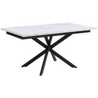 Jedilna Miza Erik, Marmor, 150-200x90 - črna/bela, Trendi, kovina/leseni material (150-200/75/90cm)