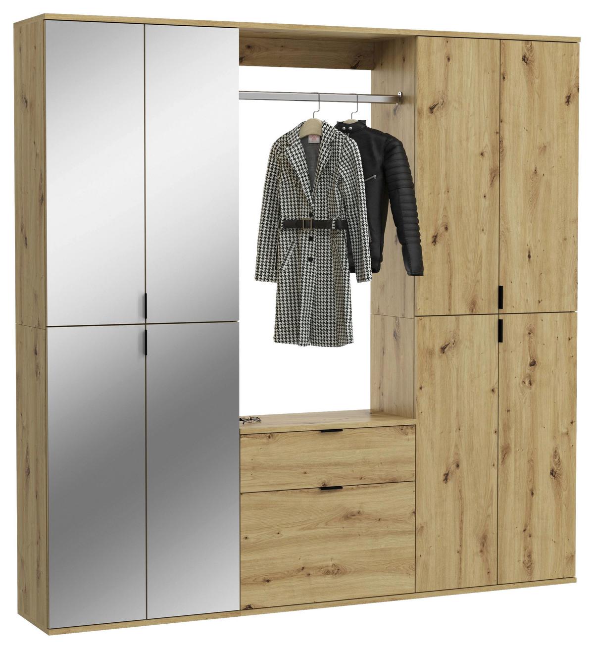 Garderobe Projekt X ca. 183x193 cm Artisan Eiche - KONVENTIONELL, Glas/Holzwerkstoff (183/193/34cm) - MID.YOU