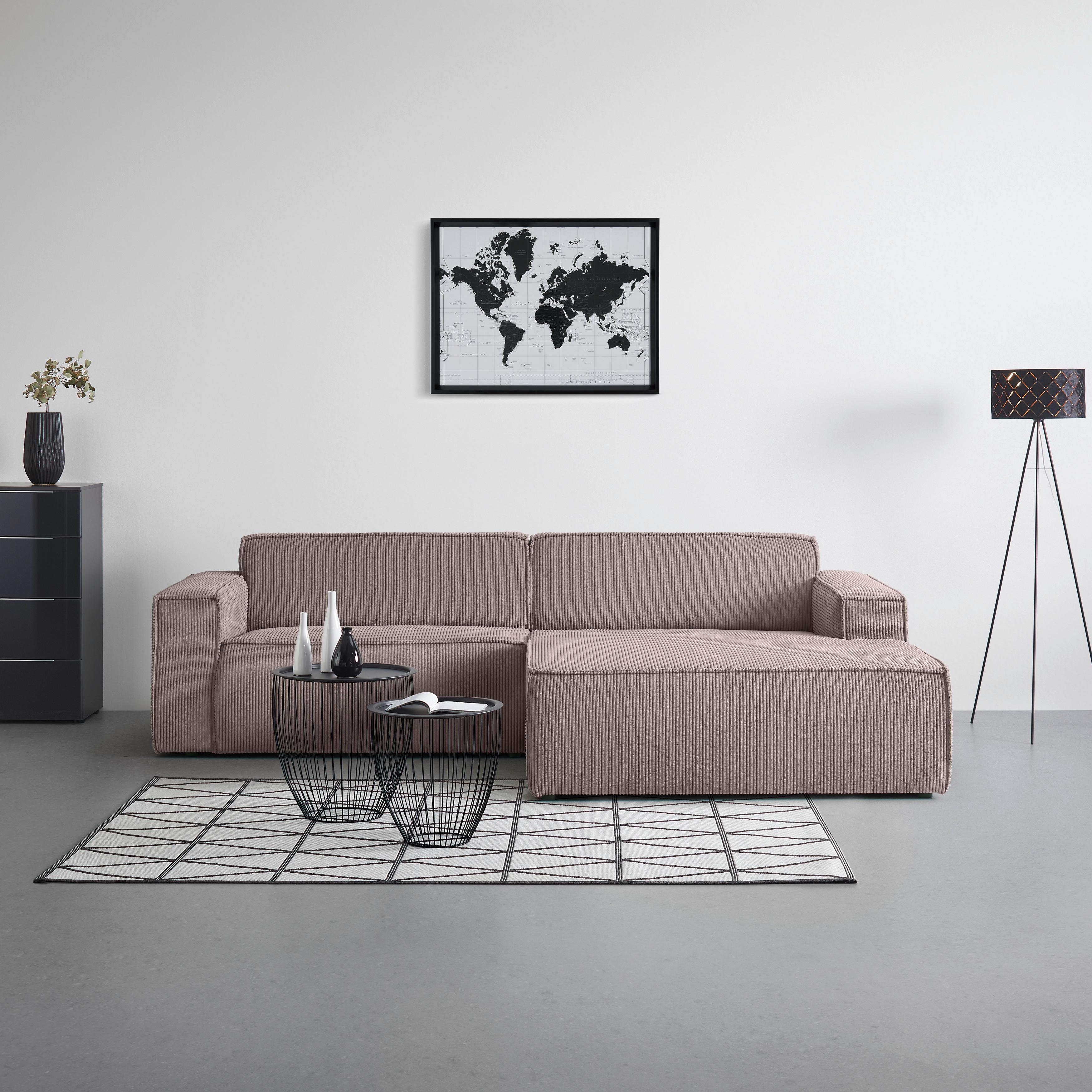 Wohnlandschaft Loft in Graubraun - Graubraun/Schwarz, MODERN, Kunststoff/Textil (265/75/172cm) - Mömax