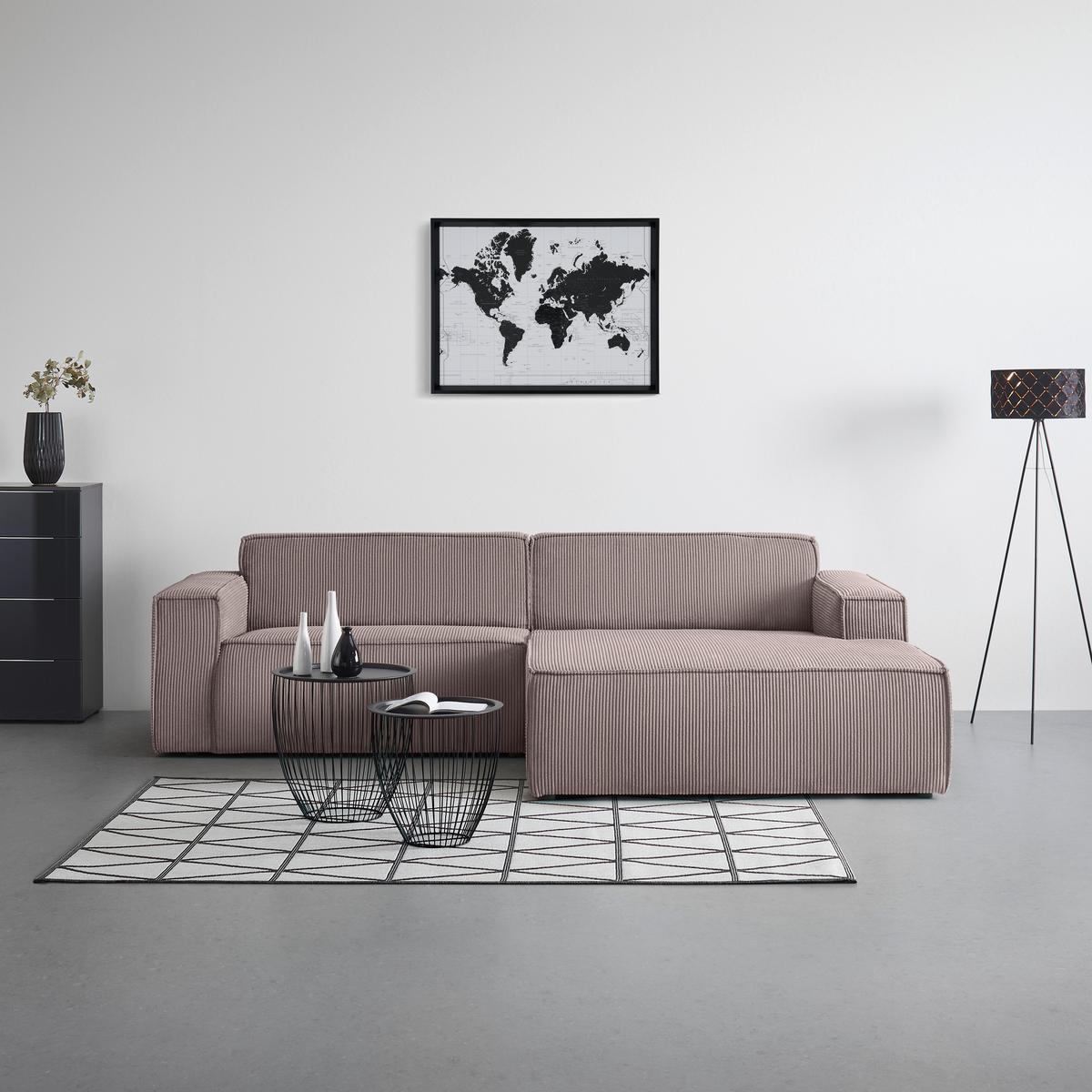 Wohnlandschaft Loft in Graubraun - Graubraun/Schwarz, MODERN, Kunststoff/Textil (265/75/172cm) - Mömax