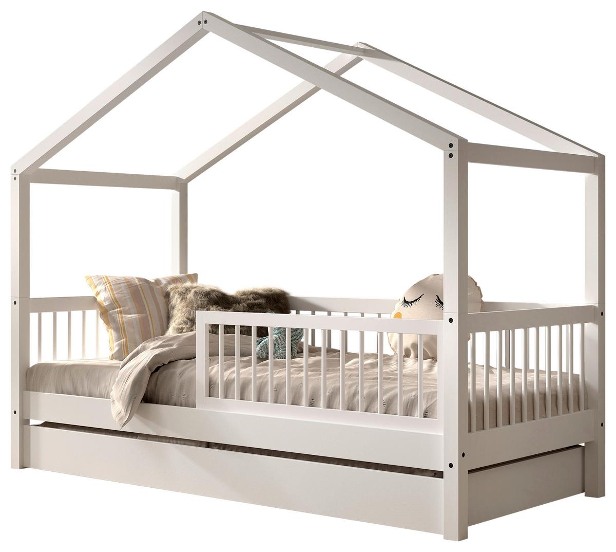 Hausbett FORREST Weiß ca. 90x200 cm Echtholz Buche - Weiß/Naturfarben, MODERN, Holz (90/200cm) - Vipack
