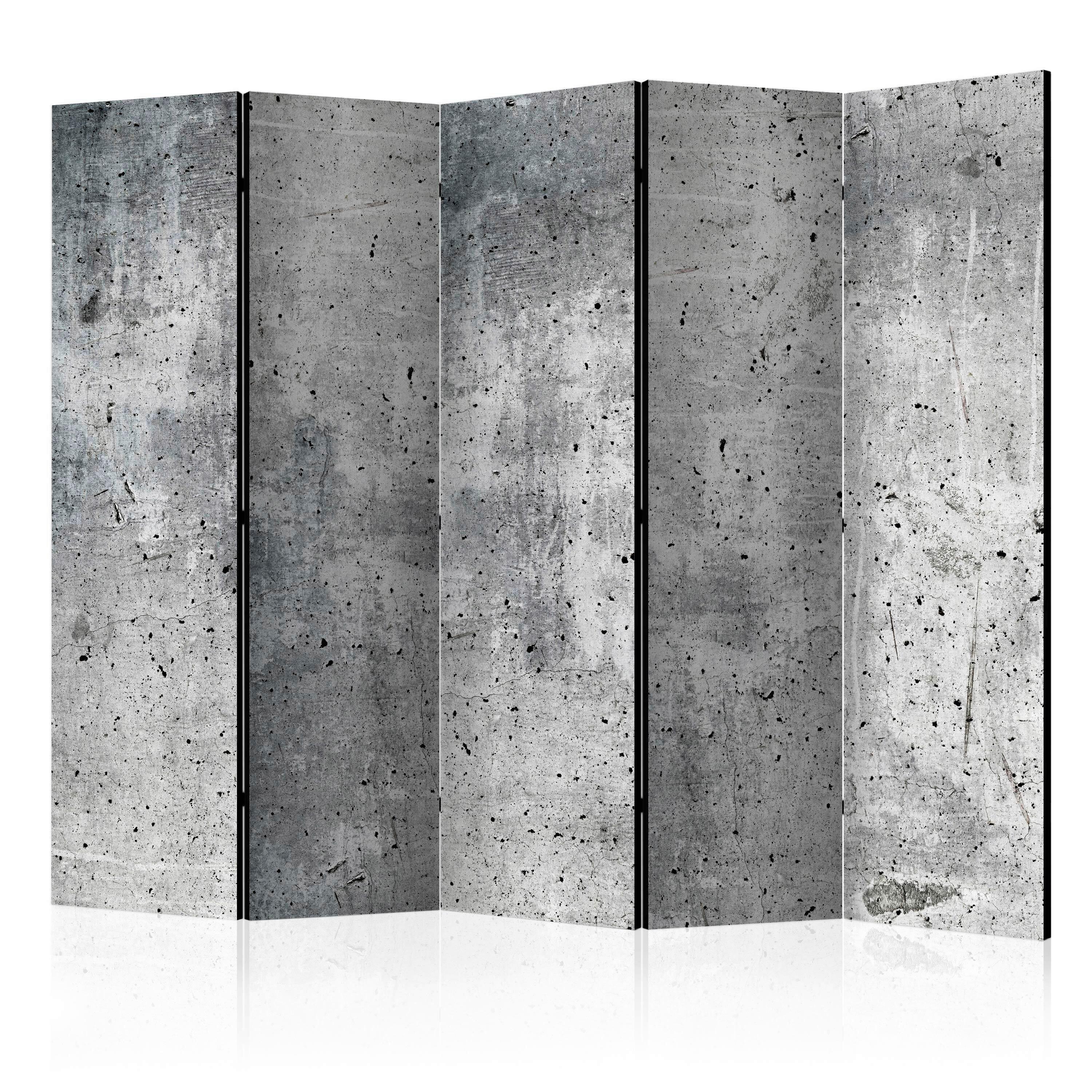 Paravan Fresh Concrete I, 5-Delni, Enostranski - siva, Basics, tekstil/les (225/172/3cm) - artgeist