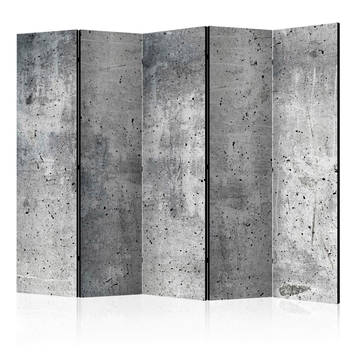 Paravan Fresh Concrete I, 5-Delni, Enostranski - siva, Basics, tekstil/les (225/172/3cm) - artgeist