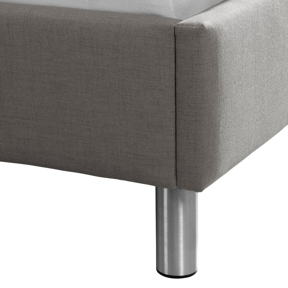 Polsterbett Jone Grau ca. 140x200 cm - Alufarben/Grau, MODERN, Textil/Metall (140/200cm) - Livetastic
