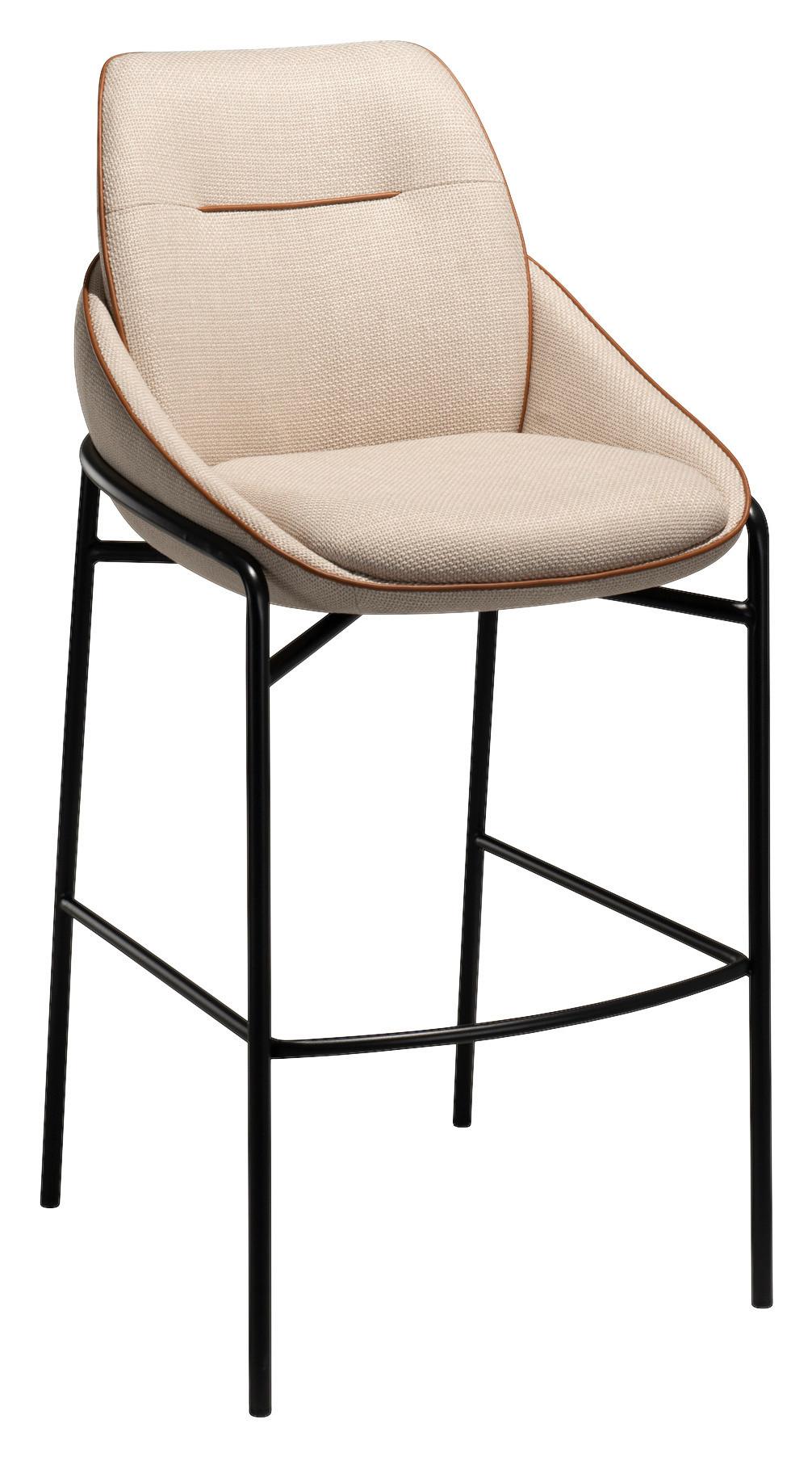 STOŁEK BAROWY CONNY - beżowy/czarny, Design, metal/tkanina (51,5/106/58cm) - Lomoco