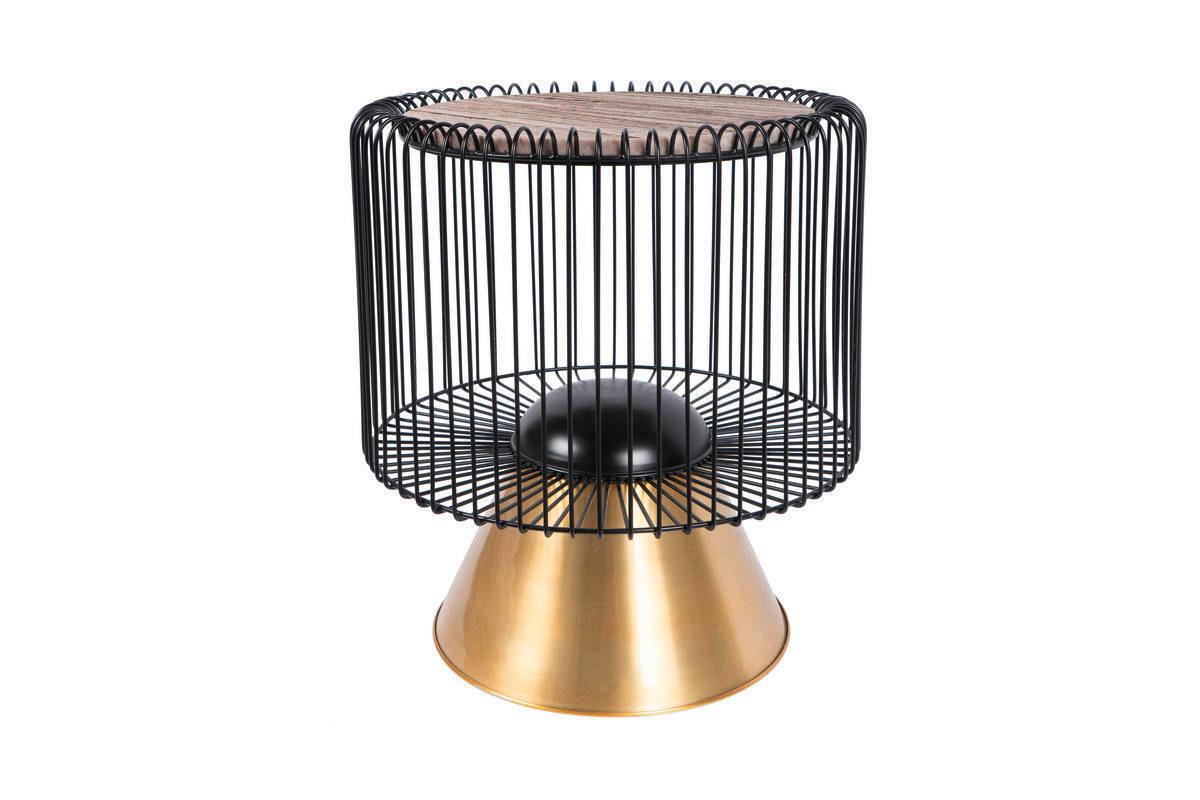 BEISTELLTISCH UOHXV-BRW - Goldfarben/Schwarz, Basics, Stein/Metall (51/56,5/51cm) - Kayoom