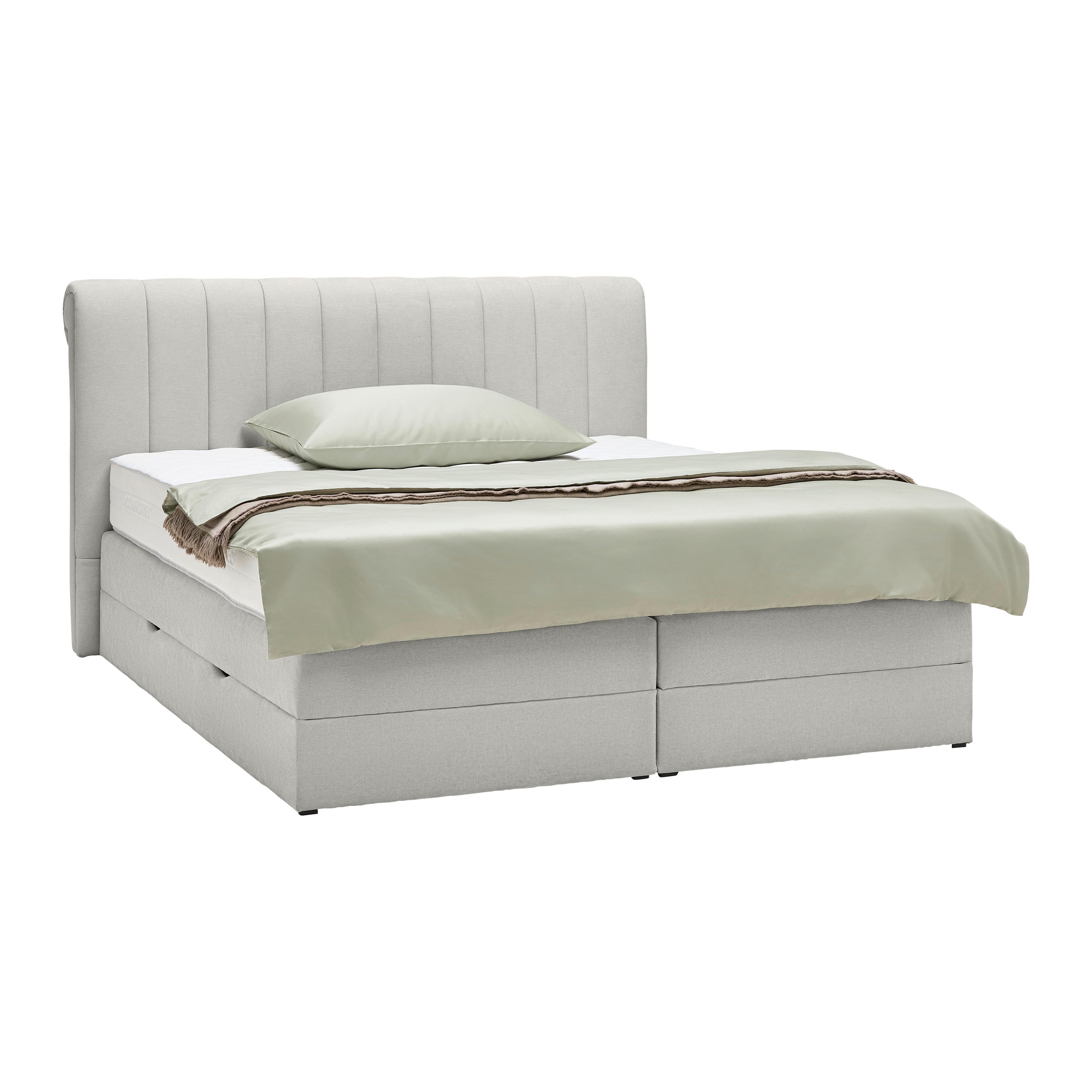 Boxspringbett Grau Ca. 180x200cm - Grau, Konventionell, Holz/Holzwerkstoff (180/200cm) - Premium Living
