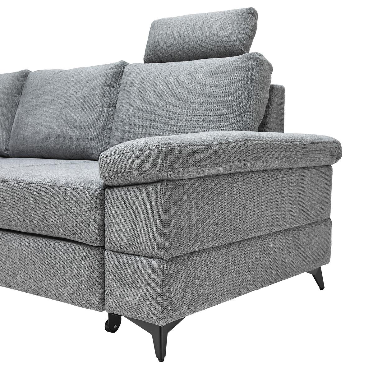 Ecksofa Sara Grau - Schwarz/Grau, MODERN, Textil/Metall (189/87-103/250cm) - Mömax