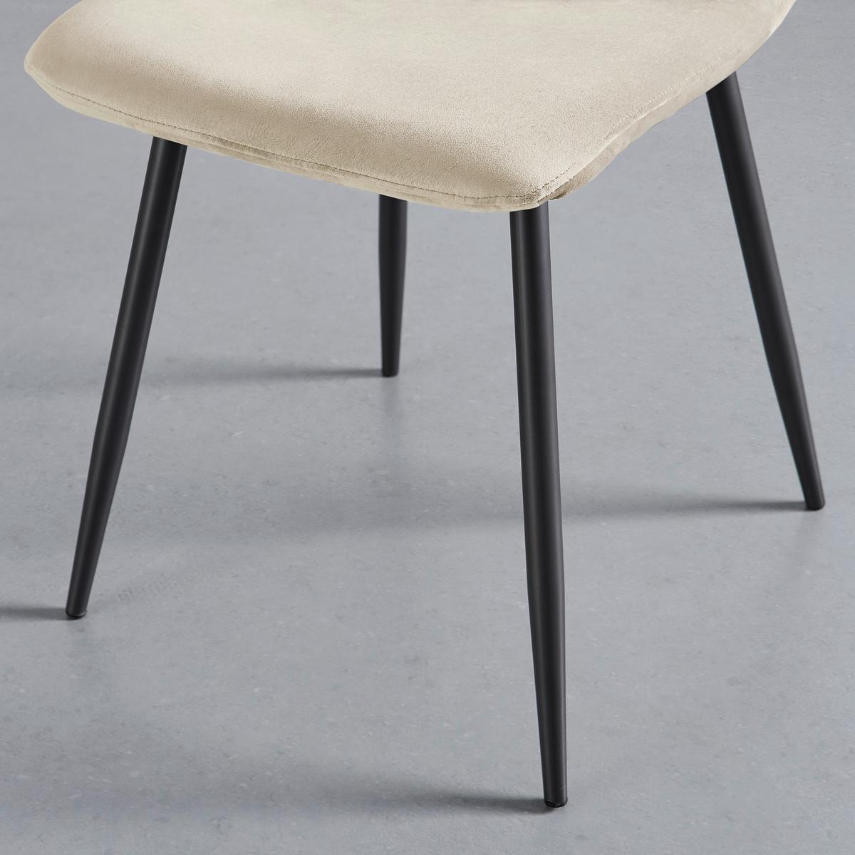 Stuhl Elif Beige Samt Gepolstert - Beige/Schwarz, MODERN, Holz/Textil (43/86/55cm) - Bessagi Home