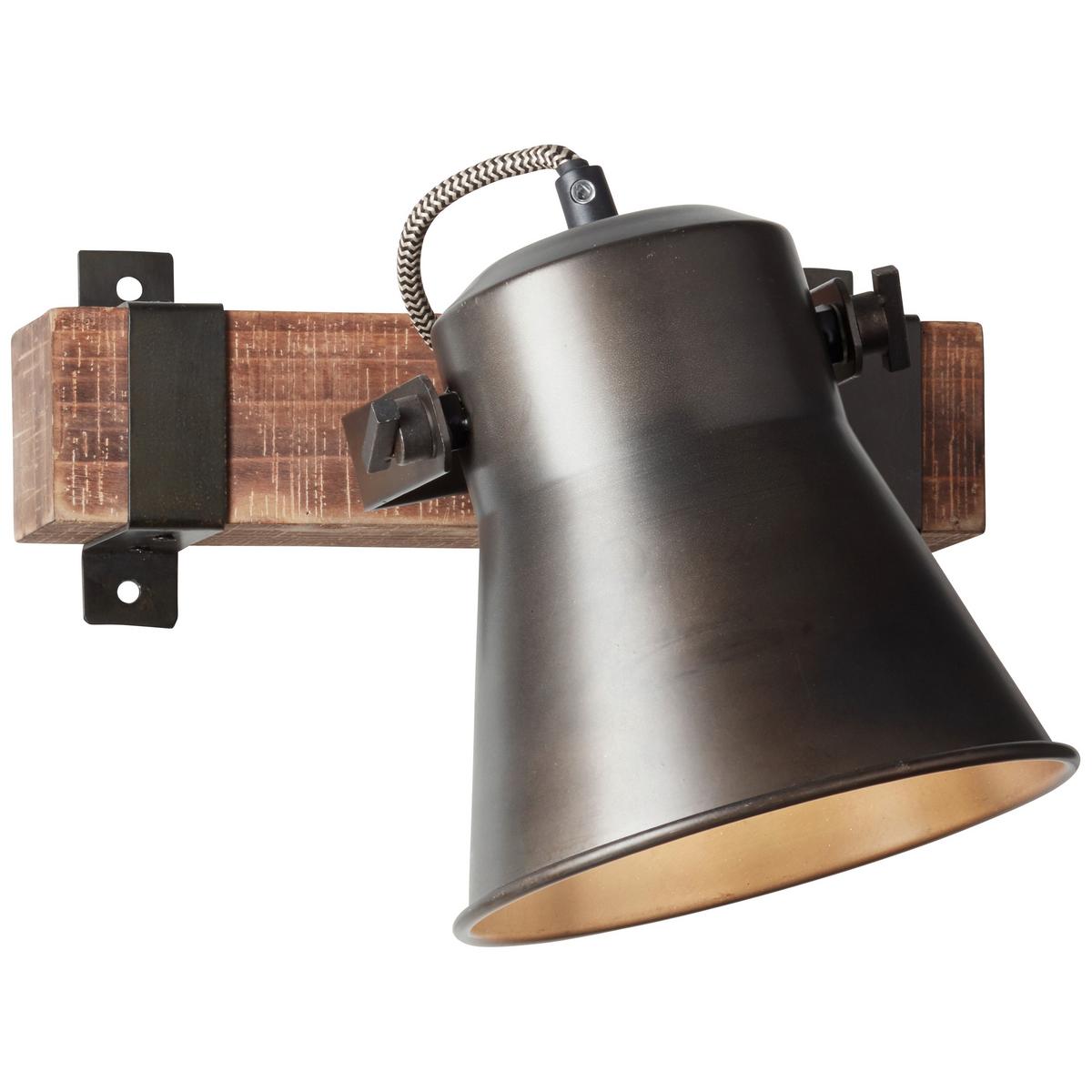 Wandleuchte  Plow in Schwarz max. 10 Watt - Schwarz, Design, Holz/Metall (24/25cm) - Brilliant