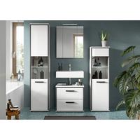 Badezimmer Kojak 4-tlg. Weiß/Anthrazit m. LED - Weiß Hochglanz/Schwarz, MODERN, Holzwerkstoff/Kunststoff (140cm) - MID.YOU