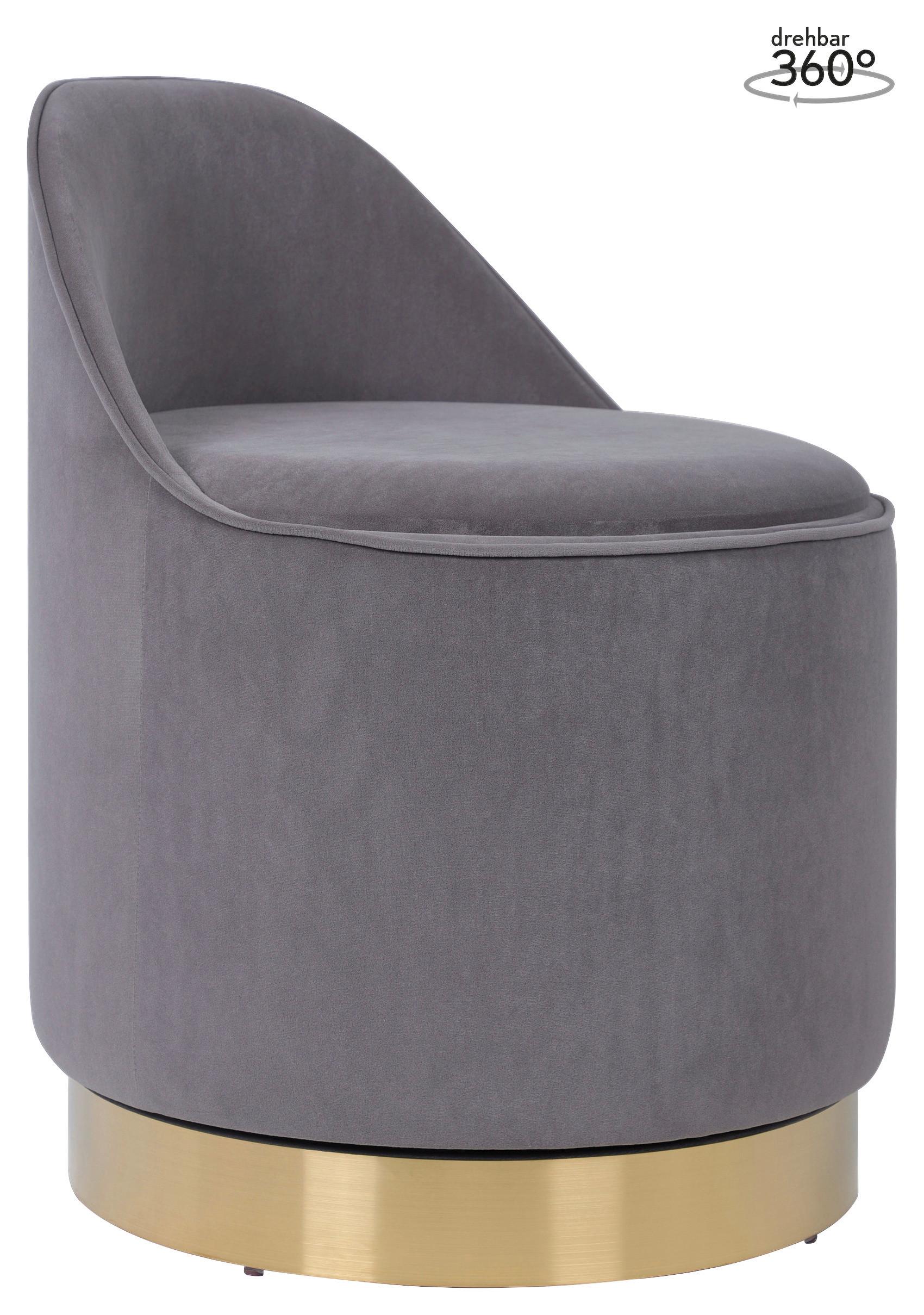 DREHHOCKER VIKTOR 125 - Goldfarben/Grau, Design, Textil/Metall (52/68cm) - Kayoom