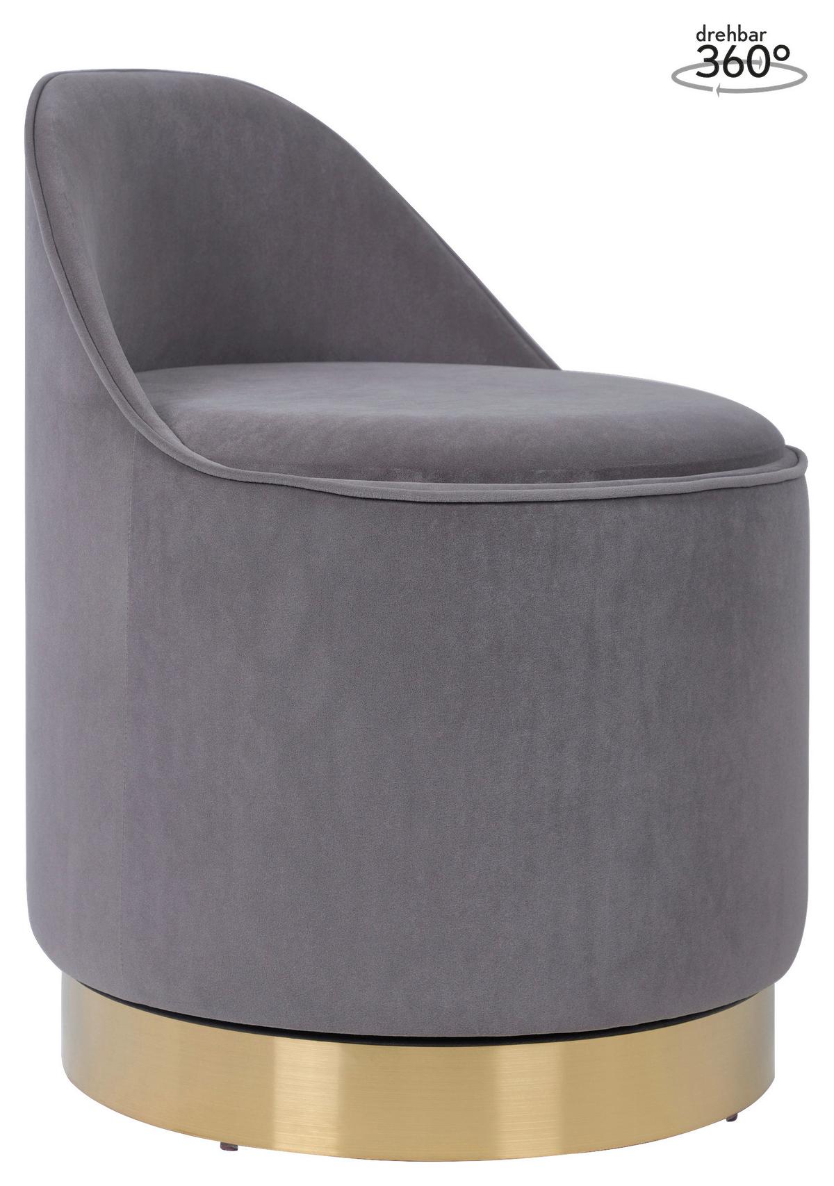 DREHHOCKER VIKTOR 125 - Goldfarben/Grau, Design, Textil/Metall (52/68cm) - Kayoom