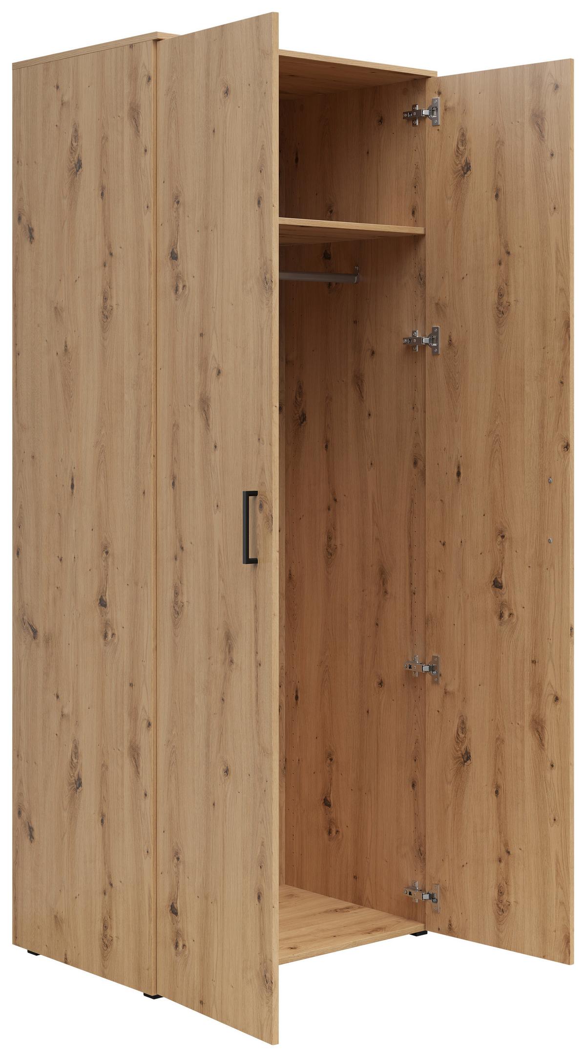 Omara Multistauraum - črna/hrast artisan, Moderno, umetna masa/leseni material (80/195/52cm) - Premium Living