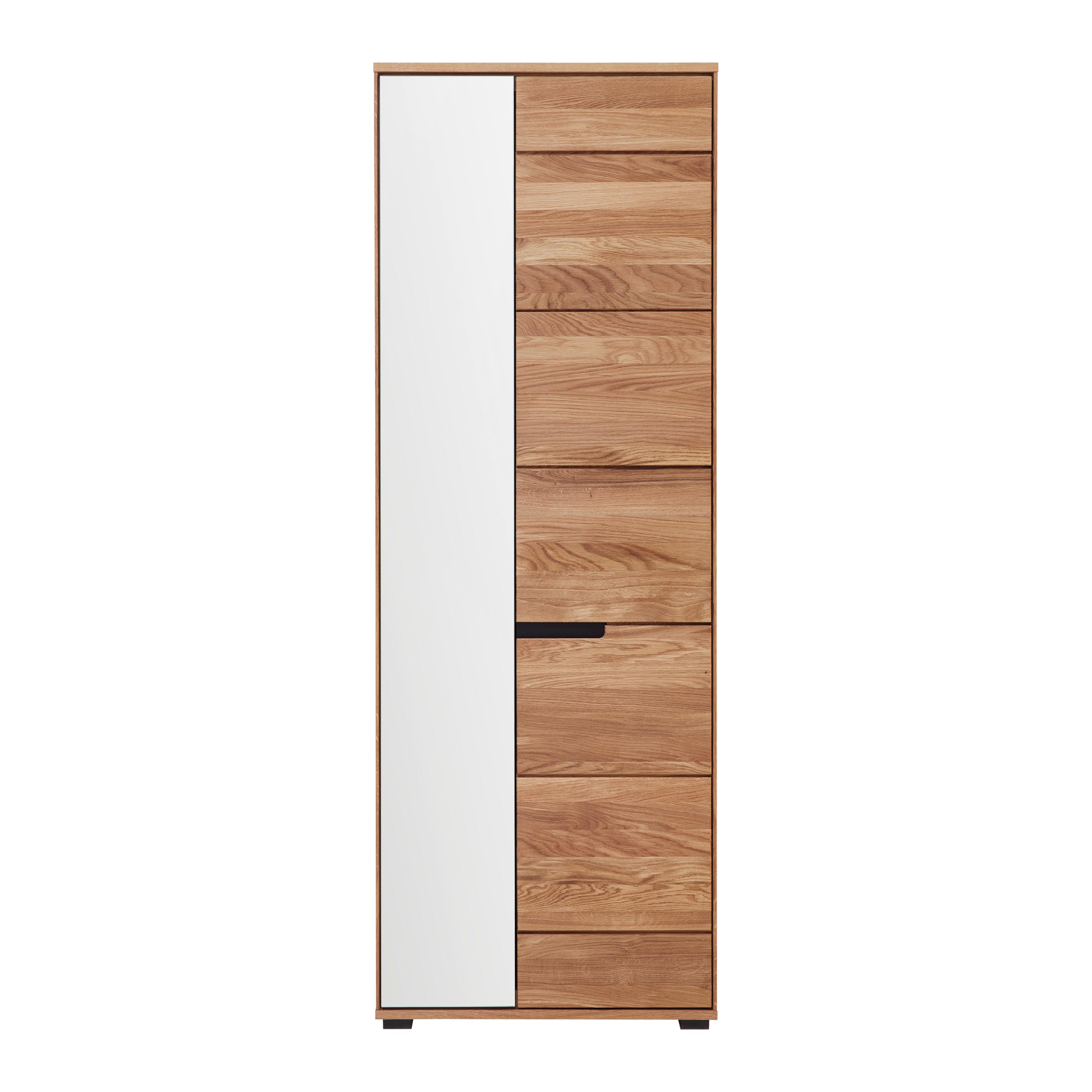 Garderobenschrank Lola in Wildeiche - Wildeiche/Schwarz, Lifestyle, Glas/Naturmaterialien (70/196/40cm) - ecoTree