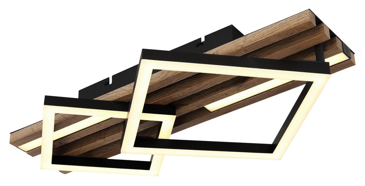 Led Mennyezeti Lámpa 67344d1 Obrien - sötétbarna/fekete, Natur, műanyag/faalapú anyag (47,5/31/9,5cm) - Globo