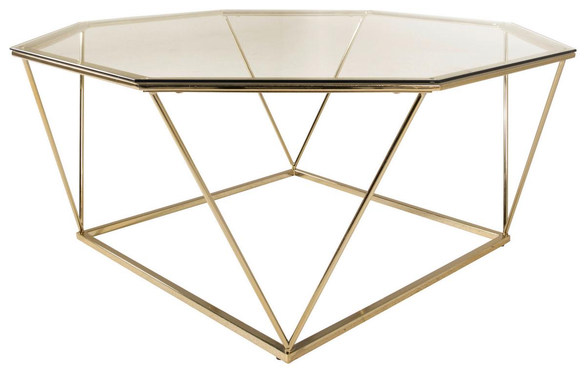 Couchtisch Österlen Goldfarben/Klar - Klar/Goldfarben, Design, Glas/Metall (100/100/45cm) - Livetastic