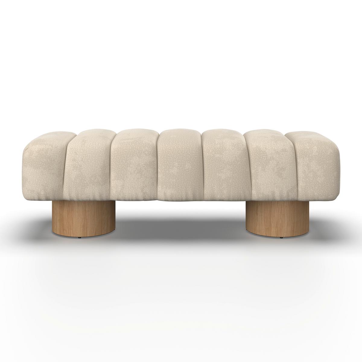 Sitzbank Alina Chenille Creme - Creme/Naturfarben, MODERN, Holz/Holzwerkstoff (140/45/45cm) - Bessagi Home