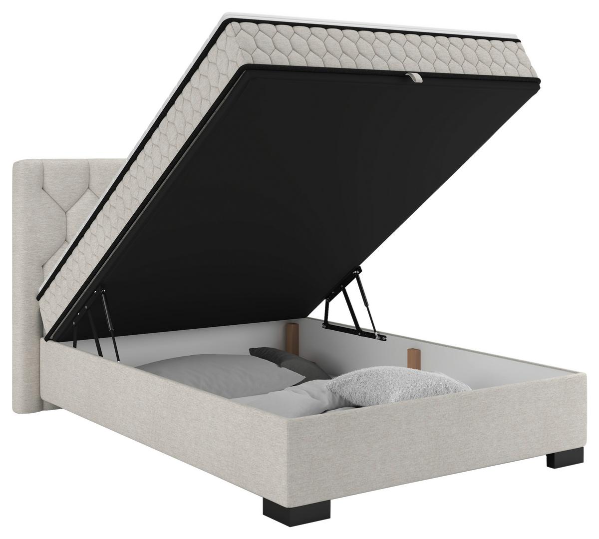 Boxbett Maya D Beige ca. 140x200cm - Beige/Schwarz, KONVENTIONELL, Holz/Holzwerkstoff (140/200cm) - Mömax
