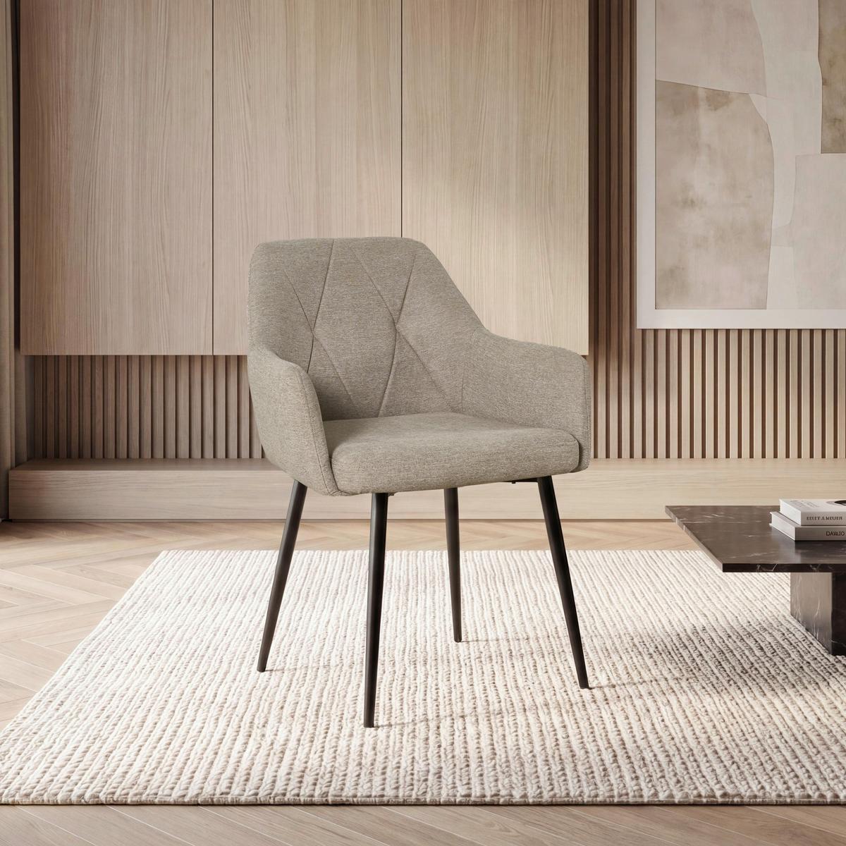 Naslanjač Hardy - črna/bež, Moderno, kovina/tekstil (57/86/64cm)