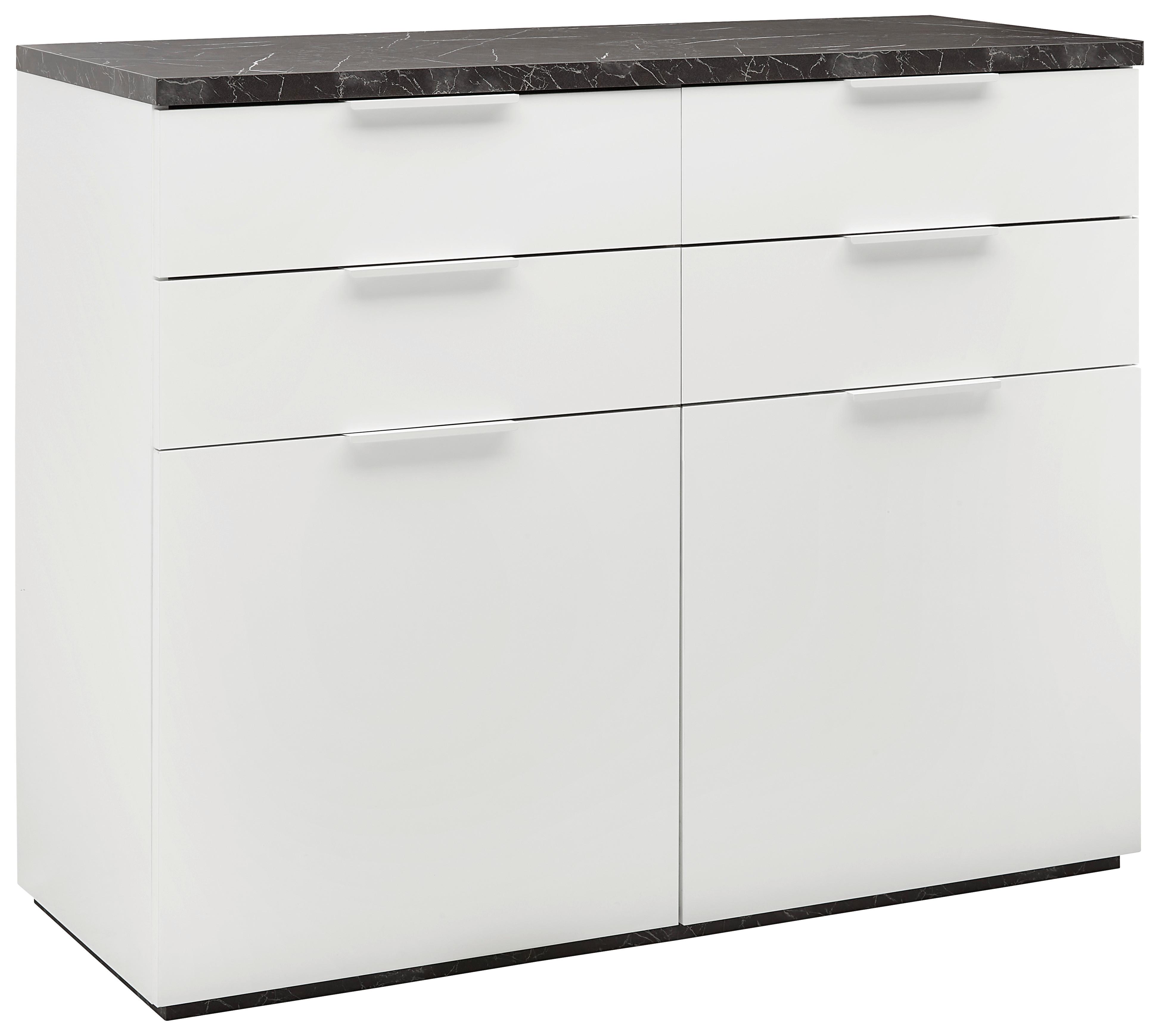 Kommode In Anthrazit/weiss - Weiss Hochglanz/Weiss, Modern, Holzwerkstoff/Metall (119/102/50cm) - Premium Living