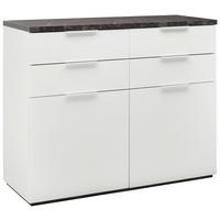 Kommode In Anthrazit/weiss - Weiss Hochglanz/Weiss, Modern, Holzwerkstoff/Metall (119/102/50cm) - Premium Living