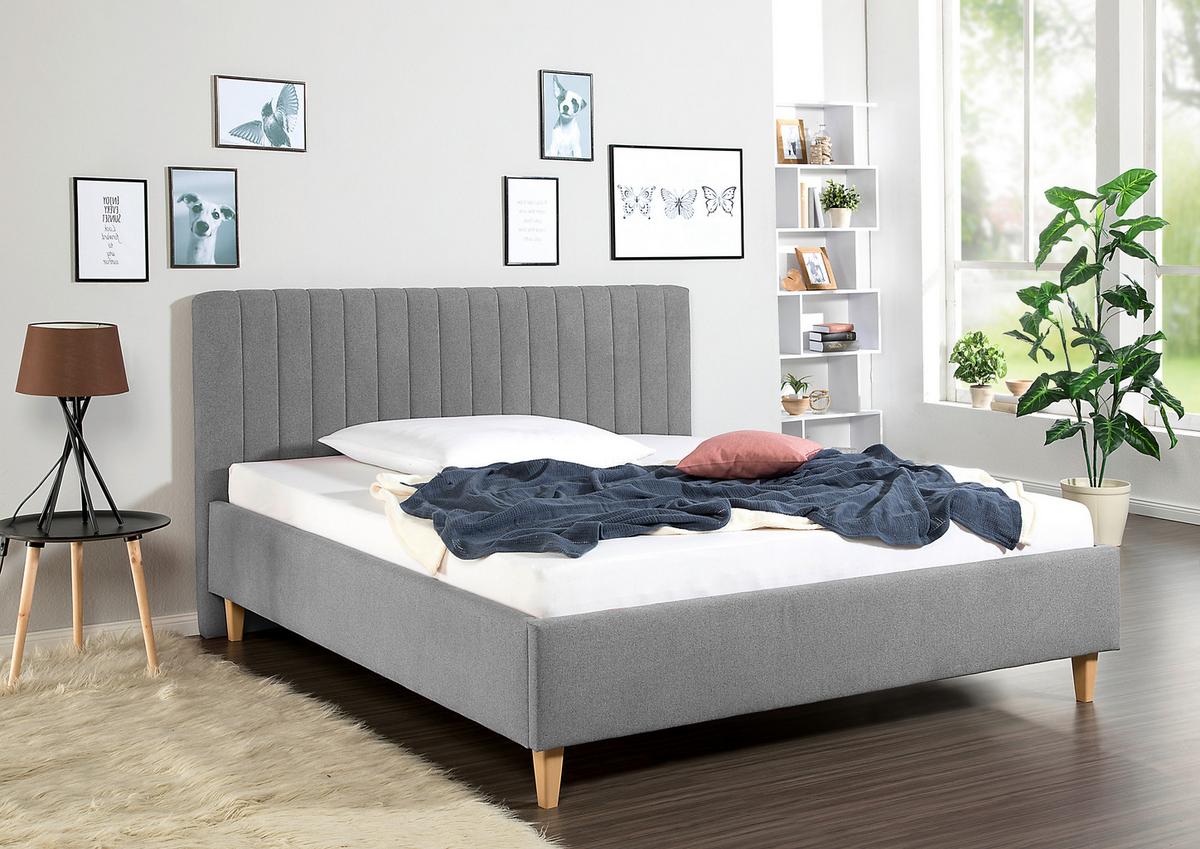 Polsterbett Sierro Grau ca. 160x200 cm - Naturfarben/Grau, MODERN, Holz/Textil (160/200cm) - Livetastic