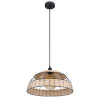 Hängeleuchte Strahler in Natur/Schwarz max. 60 Watt - Schwarz/Naturfarben, Natur, Kunststoff/Metall (40/120cm) - Globo