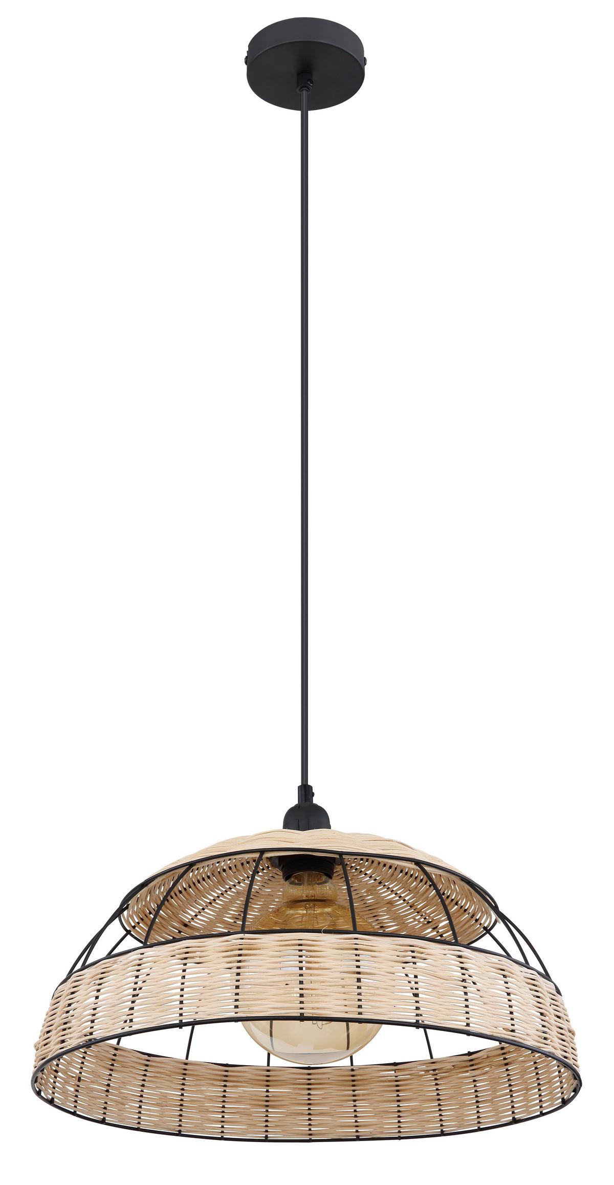 Hängeleuchte Strahler in Natur/Schwarz max. 60 Watt - Schwarz/Naturfarben, Natur, Kunststoff/Metall (40/120cm) - Globo
