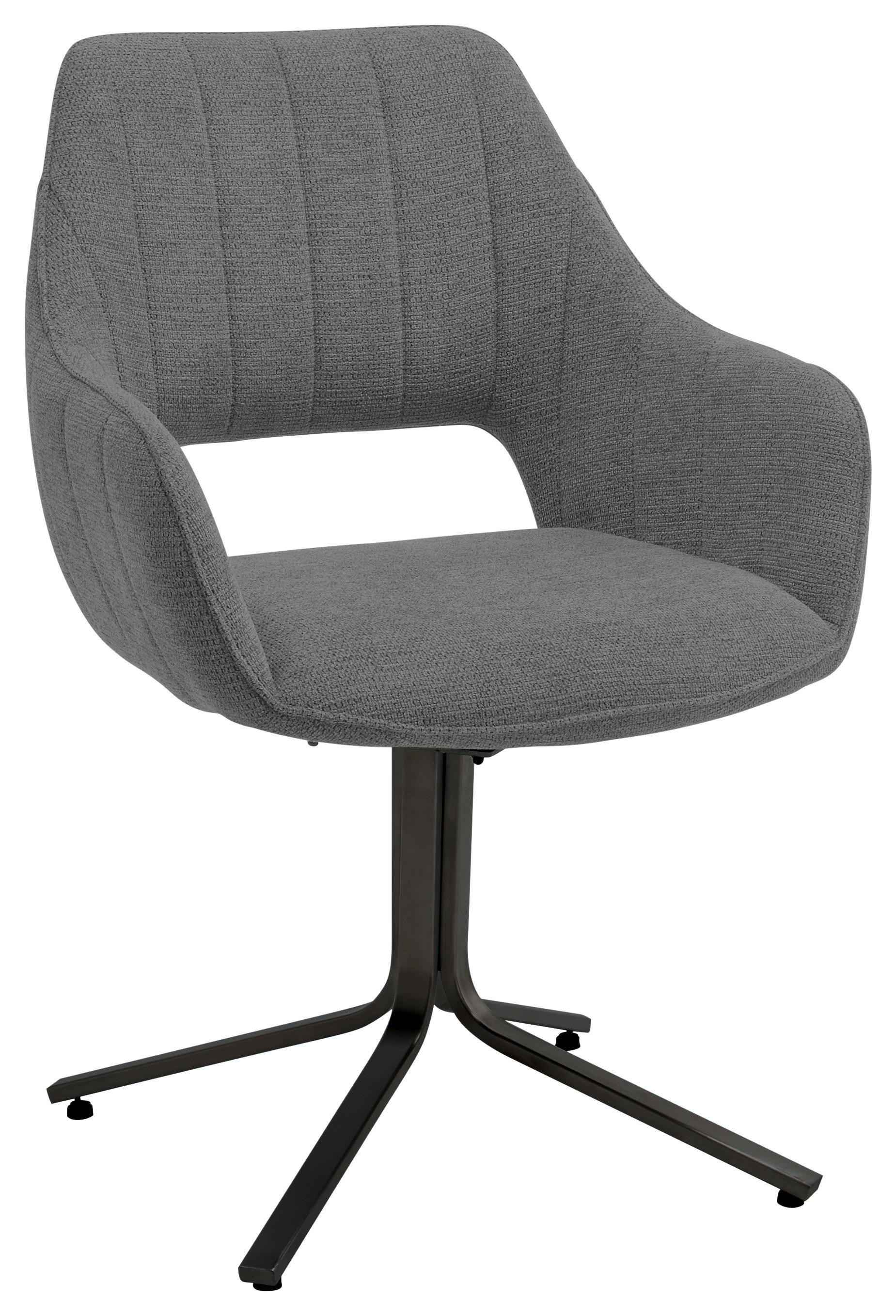 Armlehnstuhl Bacares in Anthrazit - Anthrazit/Schwarz, MODERN, Textil/Metall (62/88/63cm) - Premium Living
