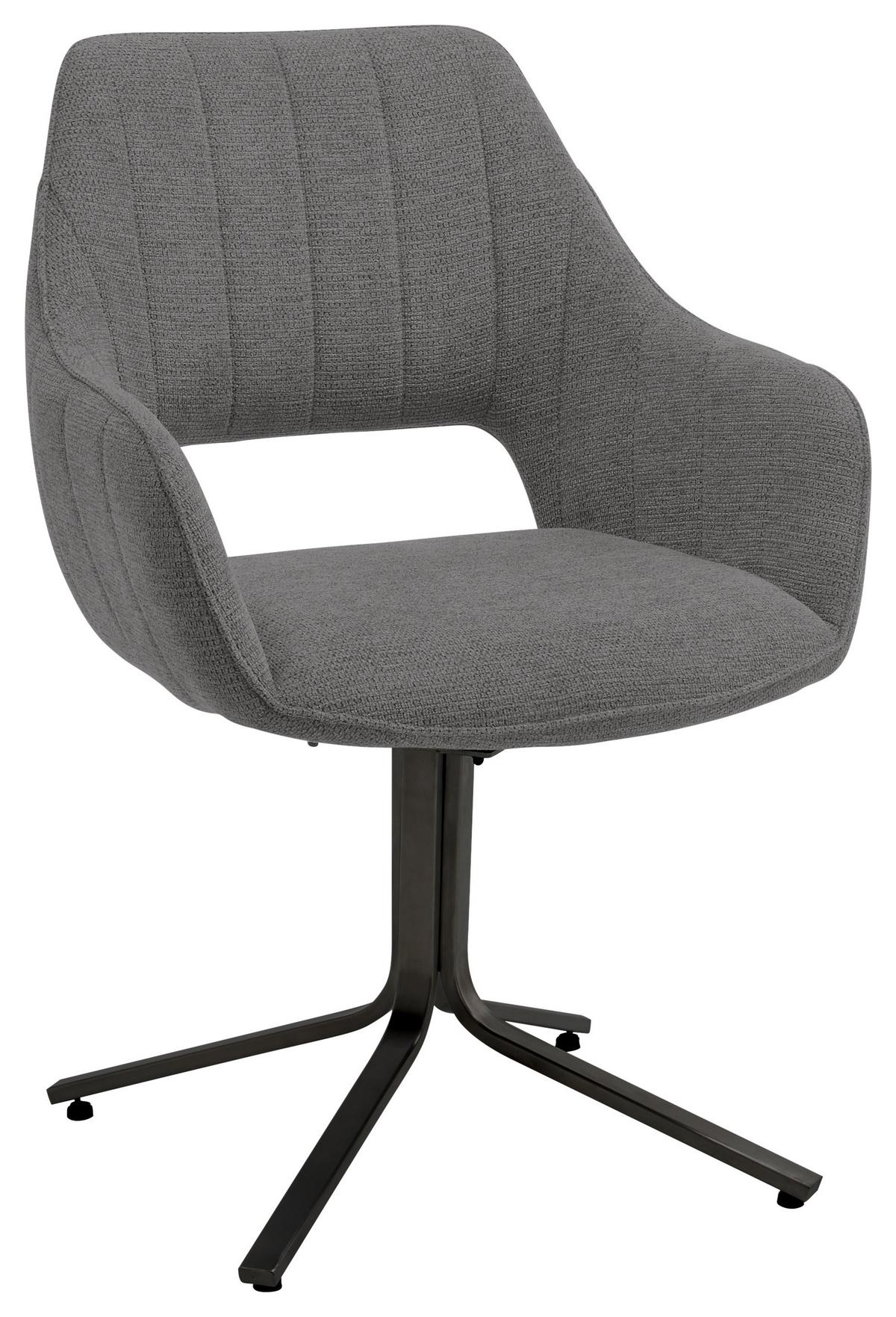 Armlehnstuhl Bacares in Anthrazit - Anthrazit/Schwarz, MODERN, Textil/Metall (62/88/63cm) - Premium Living