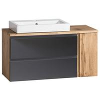 Waschtischkombi Varese ca. 105x65,5x47 cm Grau/Eiche - Eiche Wotan/Grau, MODERN, Keramik/Holzwerkstoff (105cm) - Held
