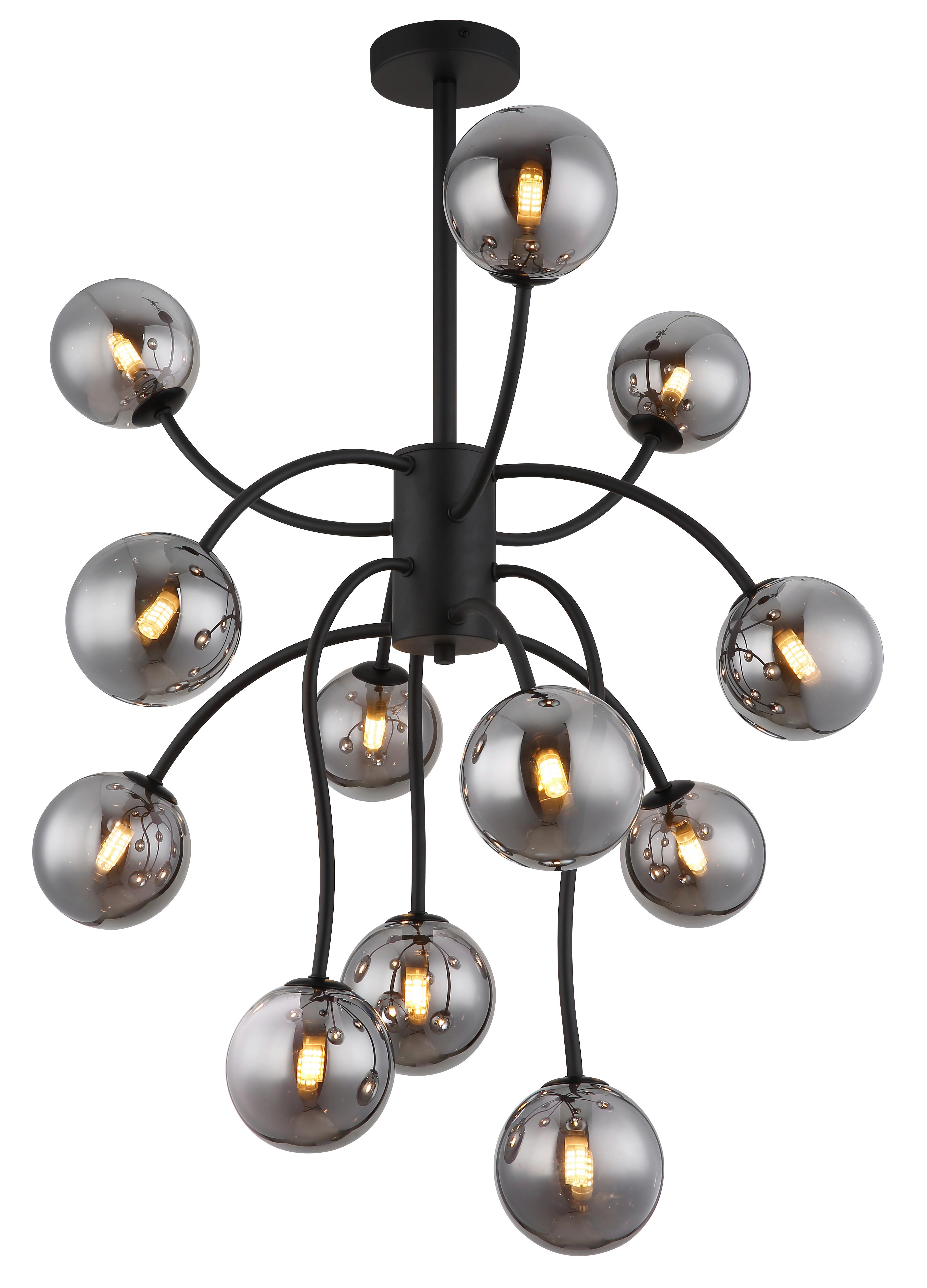LED-DECKENLEUCHTE 56133-12D RIHA - Schwarz, Design, Glas/Metall (62/93cm) - Globo