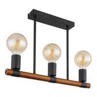 Deckenleuchte Heinrich Braun/Schwarz max. 40 Watt - Schwarz/Braun, Basics, Holz/Metall (49/6/35cm) - Globo