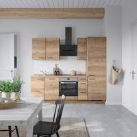 Küchenblock Structura High m. Geräten Eiche dunkel - Eiche dunkel/Schwarz, MODERN, Holzwerkstoff/Metall (240cm) - Nobilia