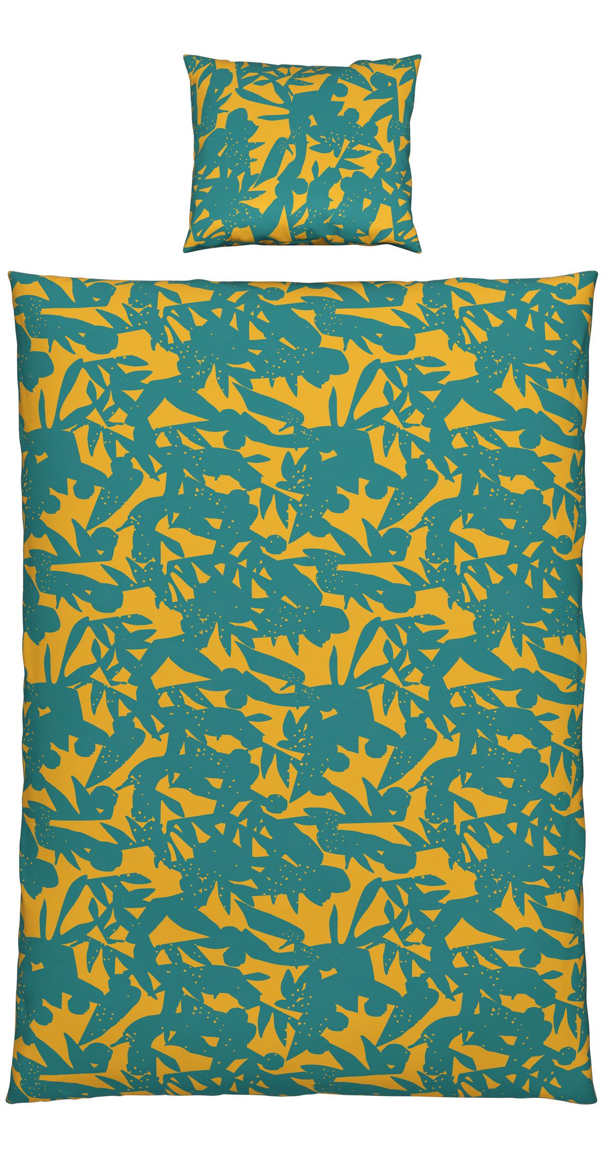 WENDEBETTWÄSCHESET ABSTRACT WENDE - Blau/Gelb, Konventionell, Textil (160/210cm) - Modern Living