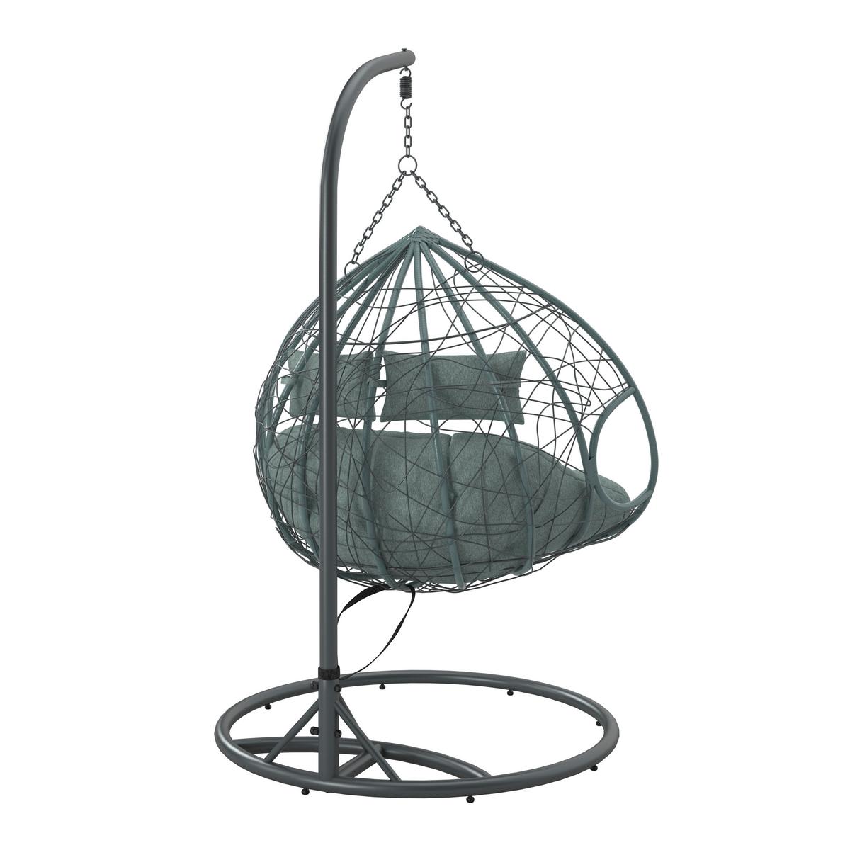 Fotoliu suspendat Enea - gri închis/turcoaz, Modern, plastic/metal (133/205/120cm) - Bessagi Garden