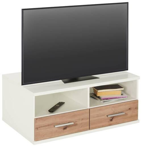 TV-Element Young in Weiss/Eiche Artisan - Alufarben/Eiche Artisan, Konventionell, Holzwerkstoff/Kunststoff (92/38/58cm) - Mömax