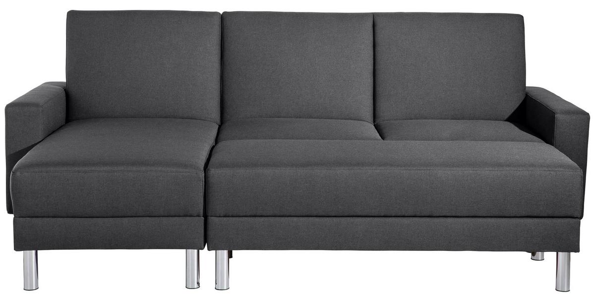 ECKSCHLAFSOFA JUST FASHION - Chromfarben/Graphitfarben, KONVENTIONELL, Textil/Metall (152/230cm) - Max Winzer